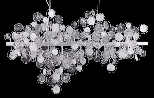 Люстра подвесная DESEO SP12 L1000 SILVER Crystal Lux прозрачная белая на 12 ламп, основание серебряное в стиле арт-деко  фото 2